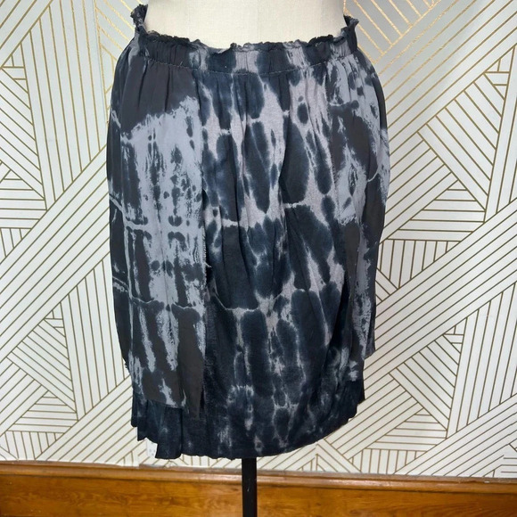 Raquel Allegra Black Gray Tie Dye Layered Skirt Size 0‎ / US XS - Picture 7 of 12